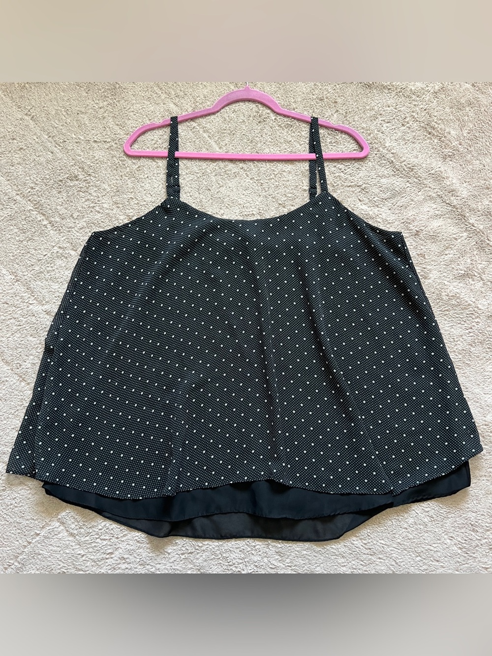 Torrid Chiffon Polka Dot Swing Cami Tank Preppy Minimalist Vacation Capsule Sz 1